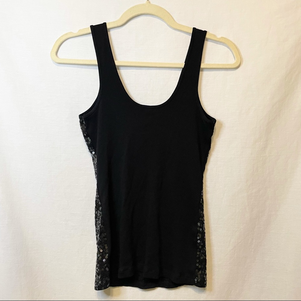 Express Black Sequin Sparkle Ribbed Tank Top - S - Picture 8 of 9